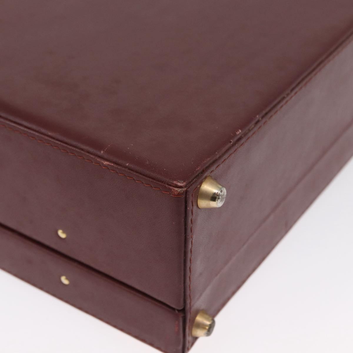 CARTIER Trunk case Must Line Trunk Leather Bordeaux Gold Auth 172317
