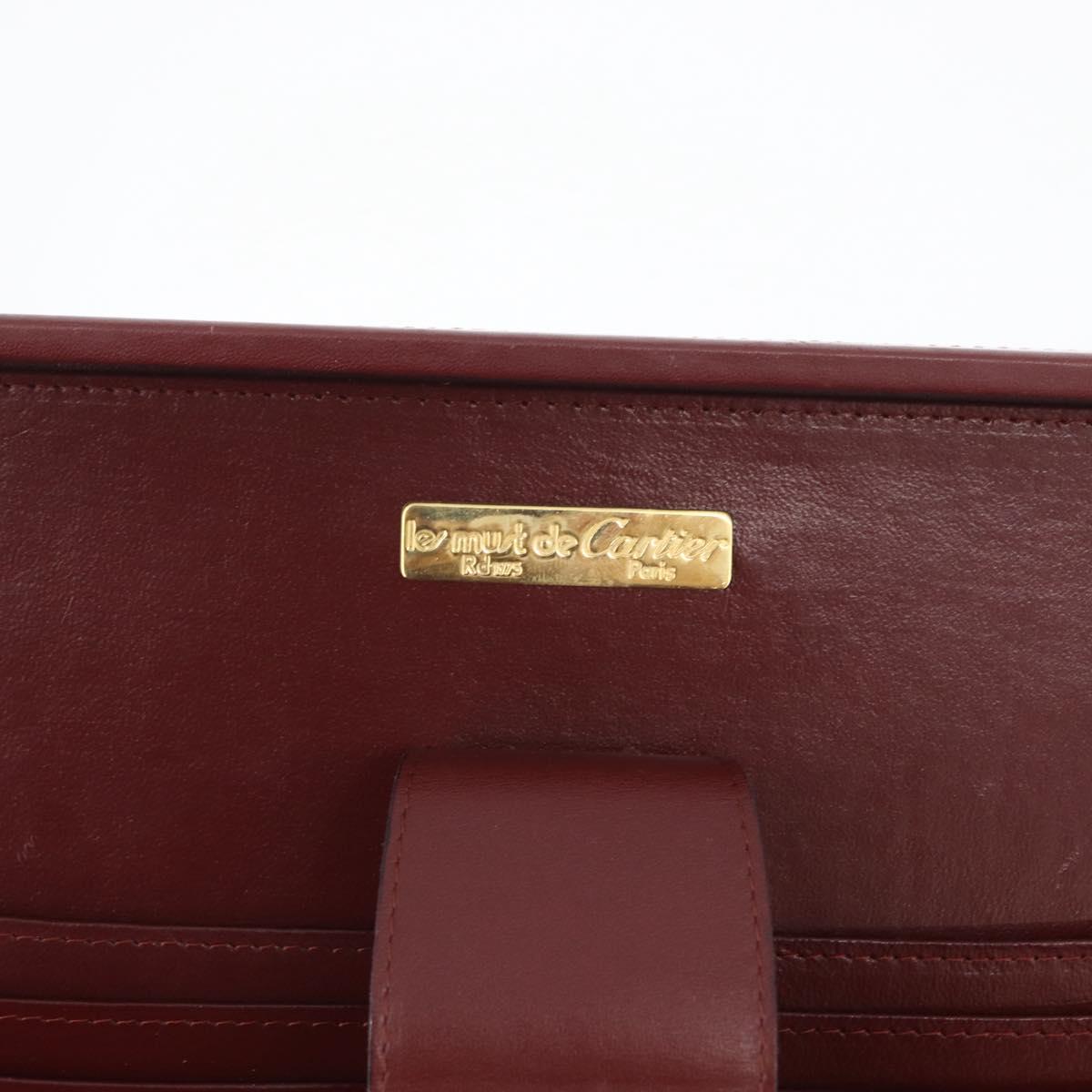 CARTIER Trunk case Must Line Trunk Leather Bordeaux Gold Auth 172317