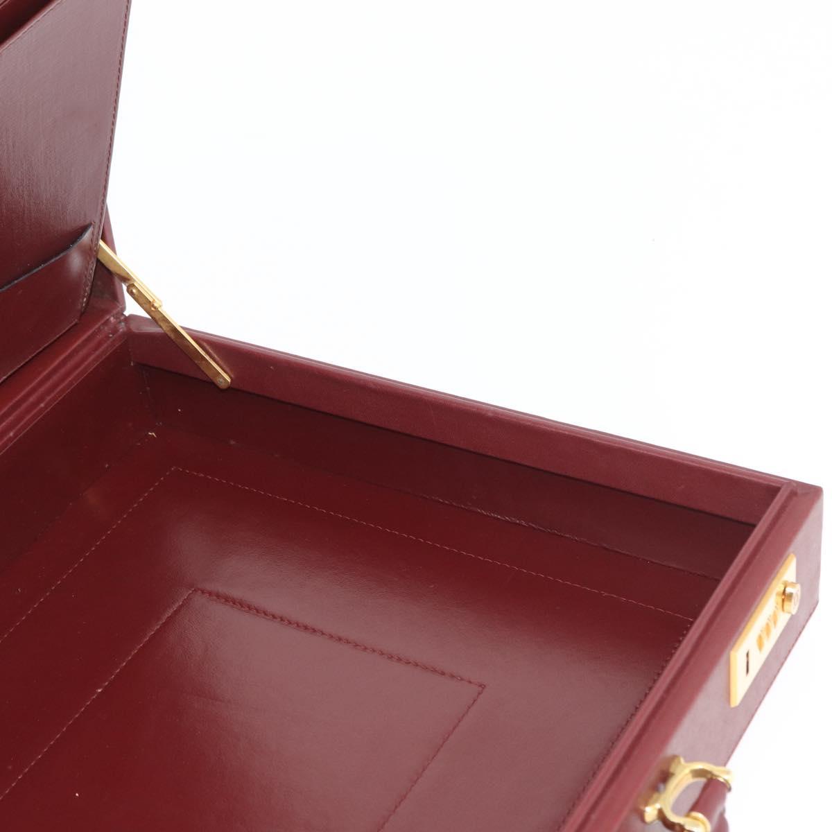 CARTIER Trunk case Must Line Trunk Leather Bordeaux Gold Auth 172317