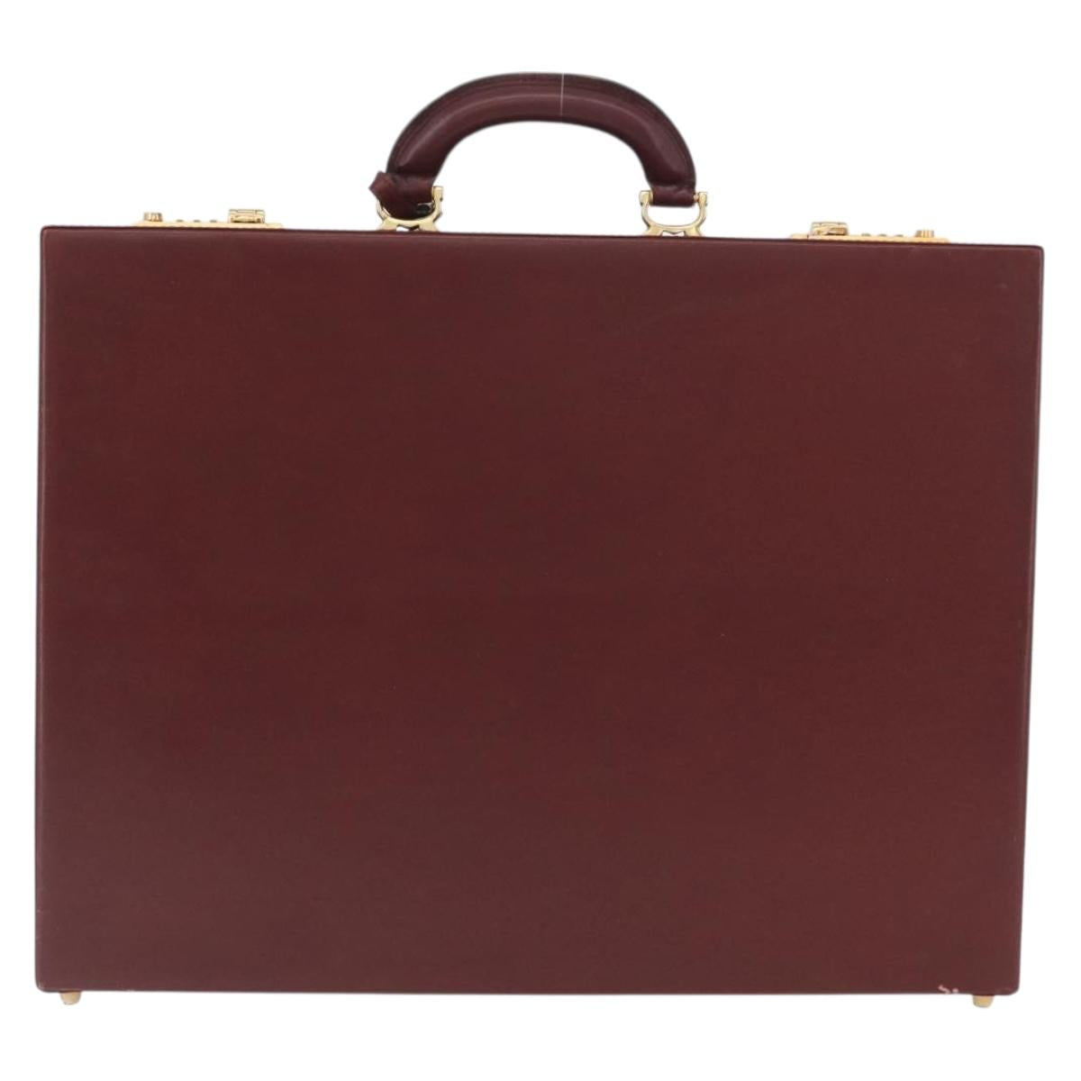 CARTIER Trunk case Must Line Trunk Leather Bordeaux Gold Auth 172317