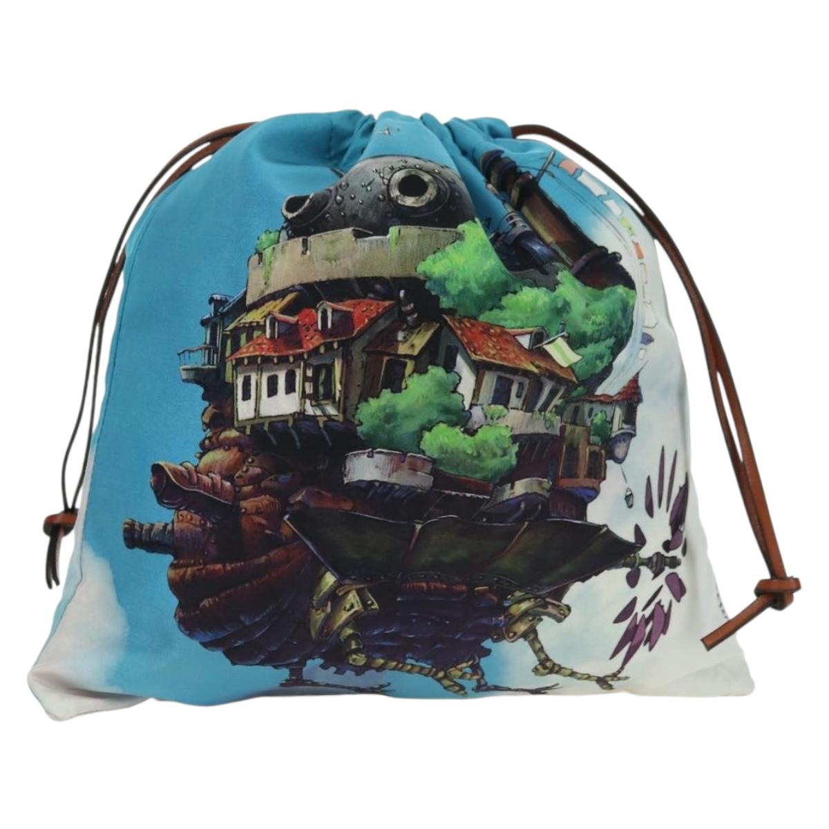 LOEWE Ghibli Collaboration Howl's Moving Castle Pouch Canvas Blue Auth 172346SM