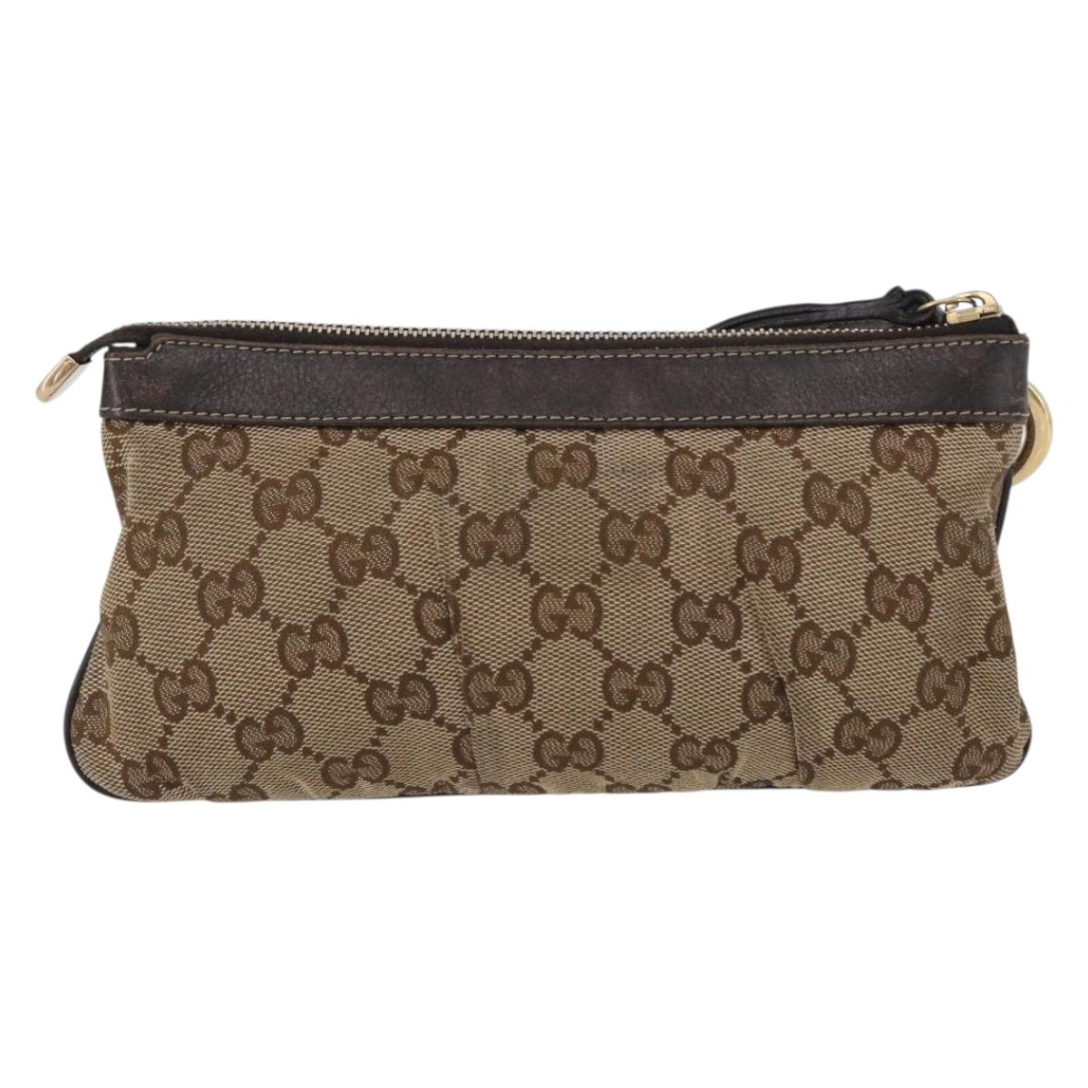 GUCCI GG Canvas Clutch Bag Beige Gold 212203 Auth 172354A