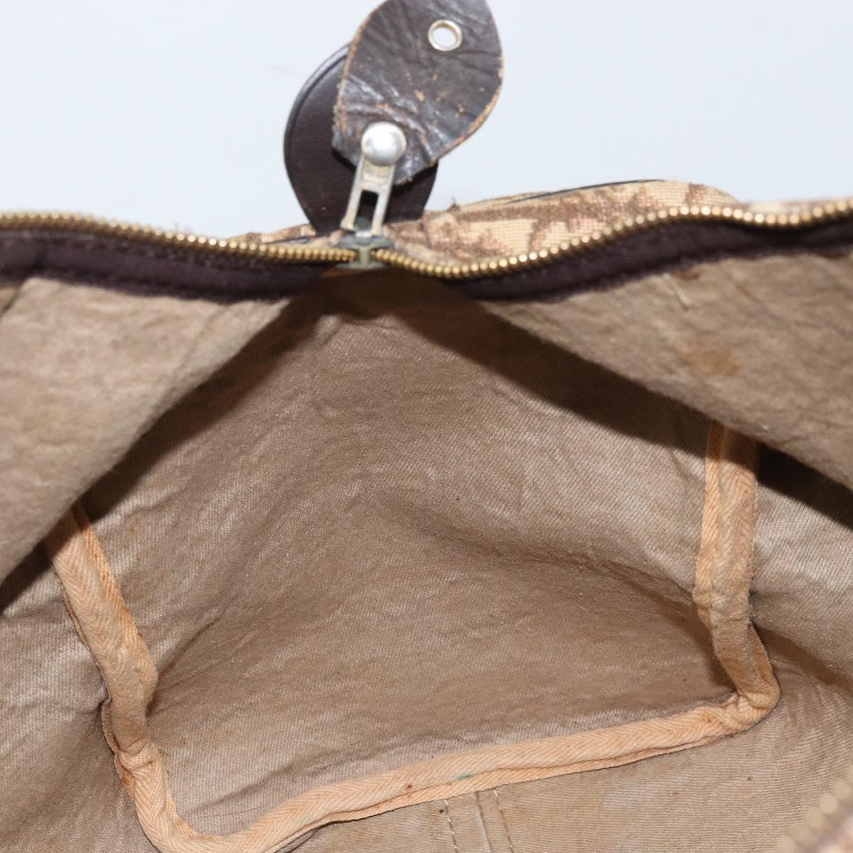 Christian Dior Trotter Canvas Boston Bag Beige Silver Auth 172362