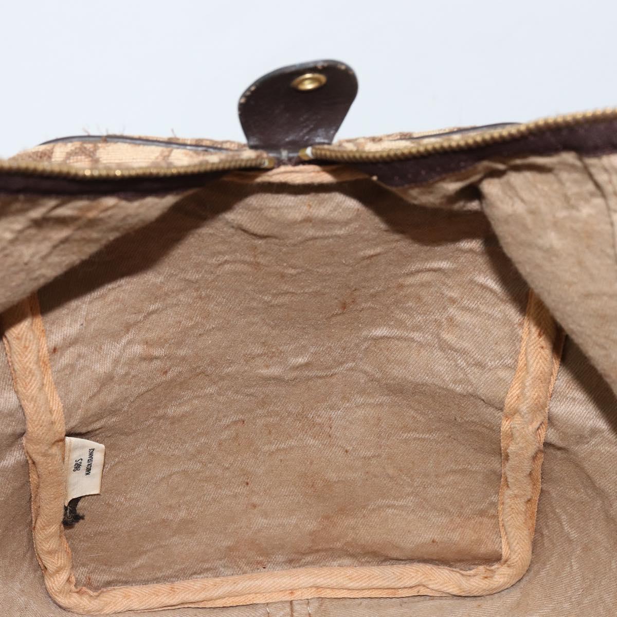 Christian Dior Trotter Canvas Boston Bag Beige Silver Auth 172362