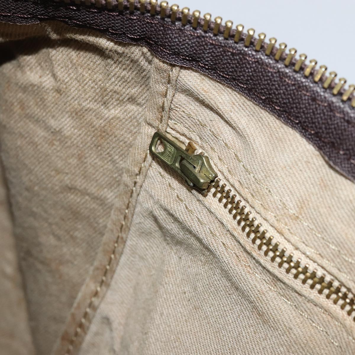 Christian Dior Trotter Canvas Boston Bag Beige Silver Auth 172362