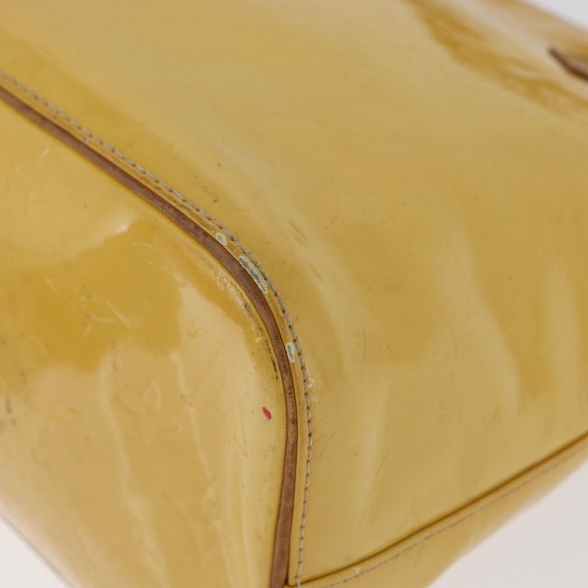 LOUIS VUITTON Monogram Vernis Houston Hand Bag Lime Yellow M91055 LV Auth 172363