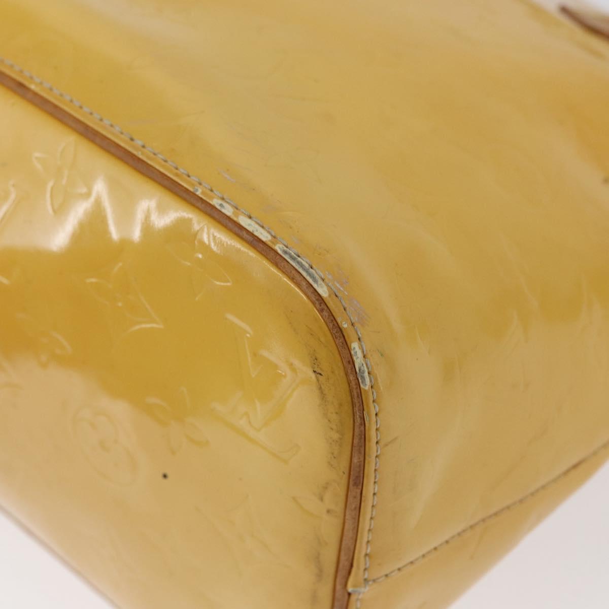 LOUIS VUITTON Monogram Vernis Houston Hand Bag Lime Yellow M91055 LV Auth 172363