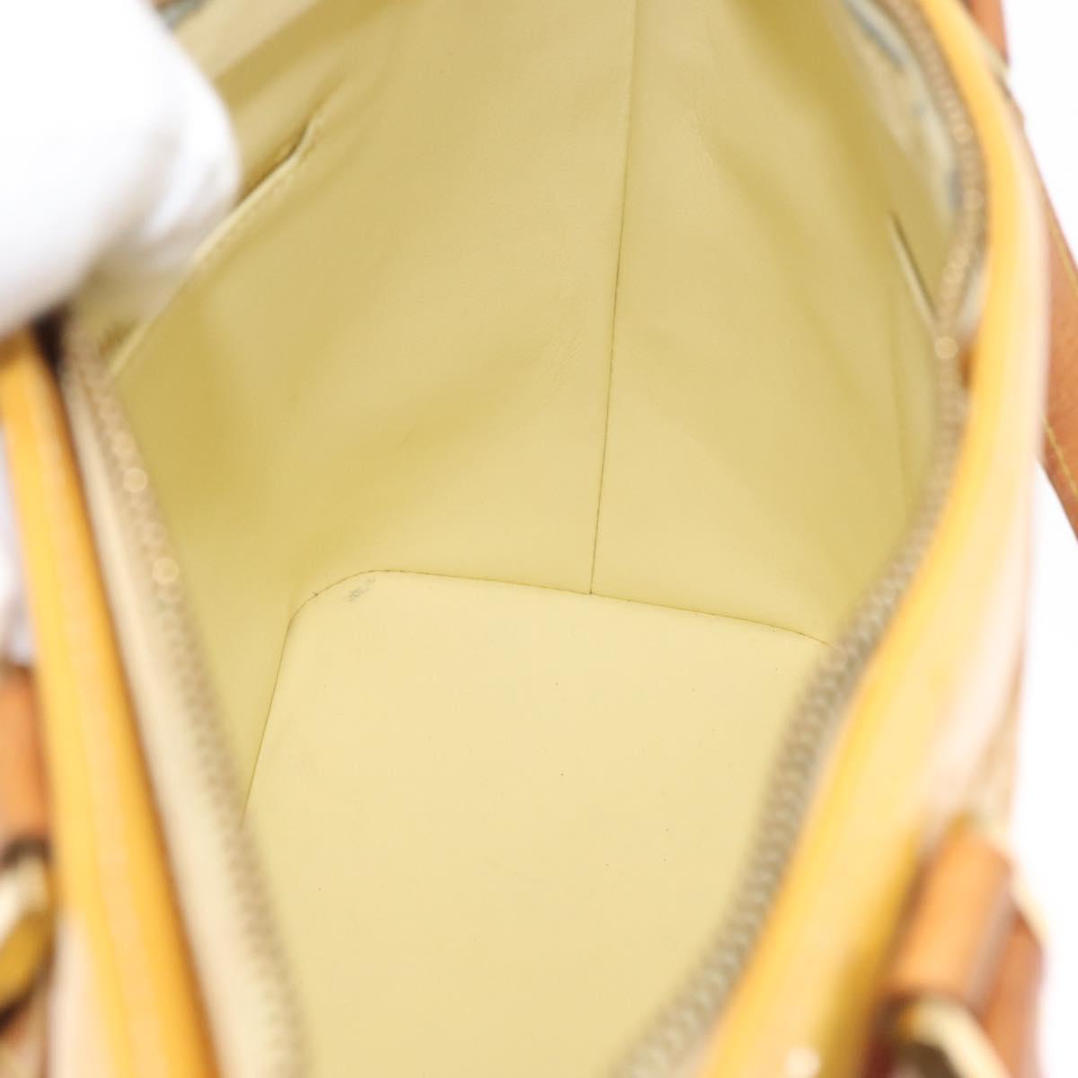 LOUIS VUITTON Monogram Vernis Houston Hand Bag Lime Yellow M91055 LV Auth 172363