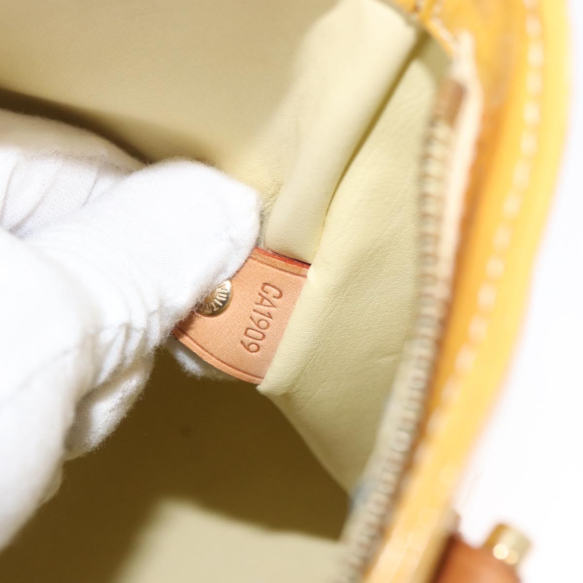 LOUIS VUITTON Monogram Vernis Houston Hand Bag Lime Yellow M91055 LV Auth 172363