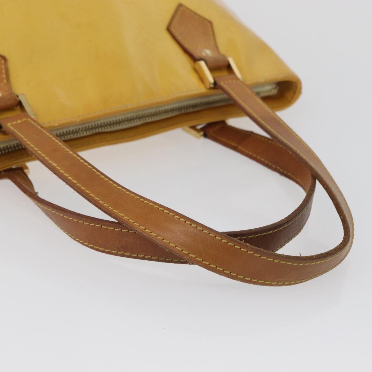 LOUIS VUITTON Monogram Vernis Houston Hand Bag Lime Yellow M91055 LV Auth 172363