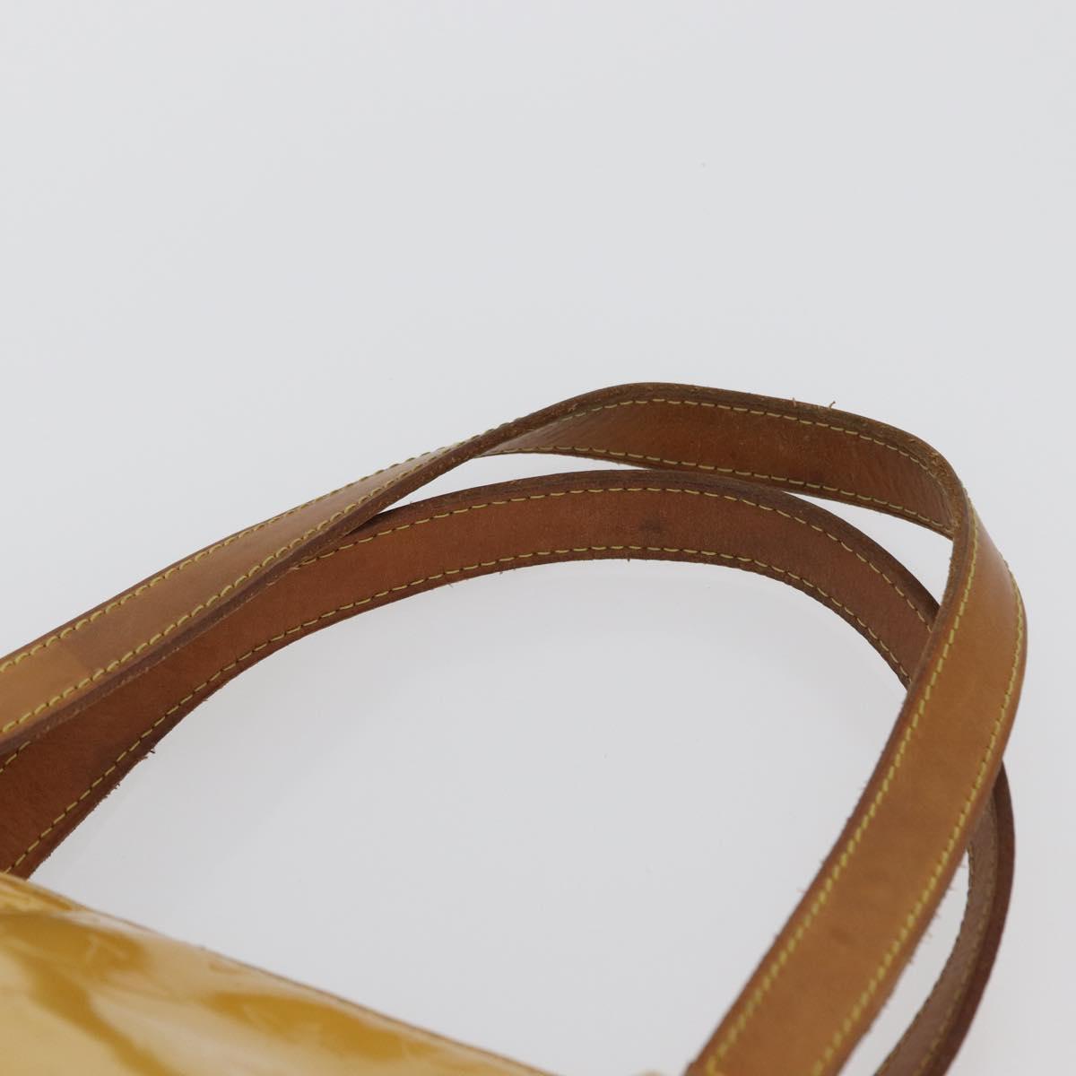 LOUIS VUITTON Monogram Vernis Houston Hand Bag Lime Yellow M91055 LV Auth 172363