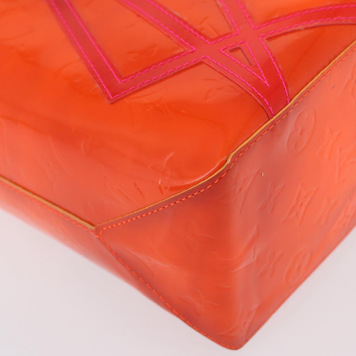LOUIS VUITTON Monogram Vernis Fluo Reade MM Bag Orange Pink M91902 Auth 172364A