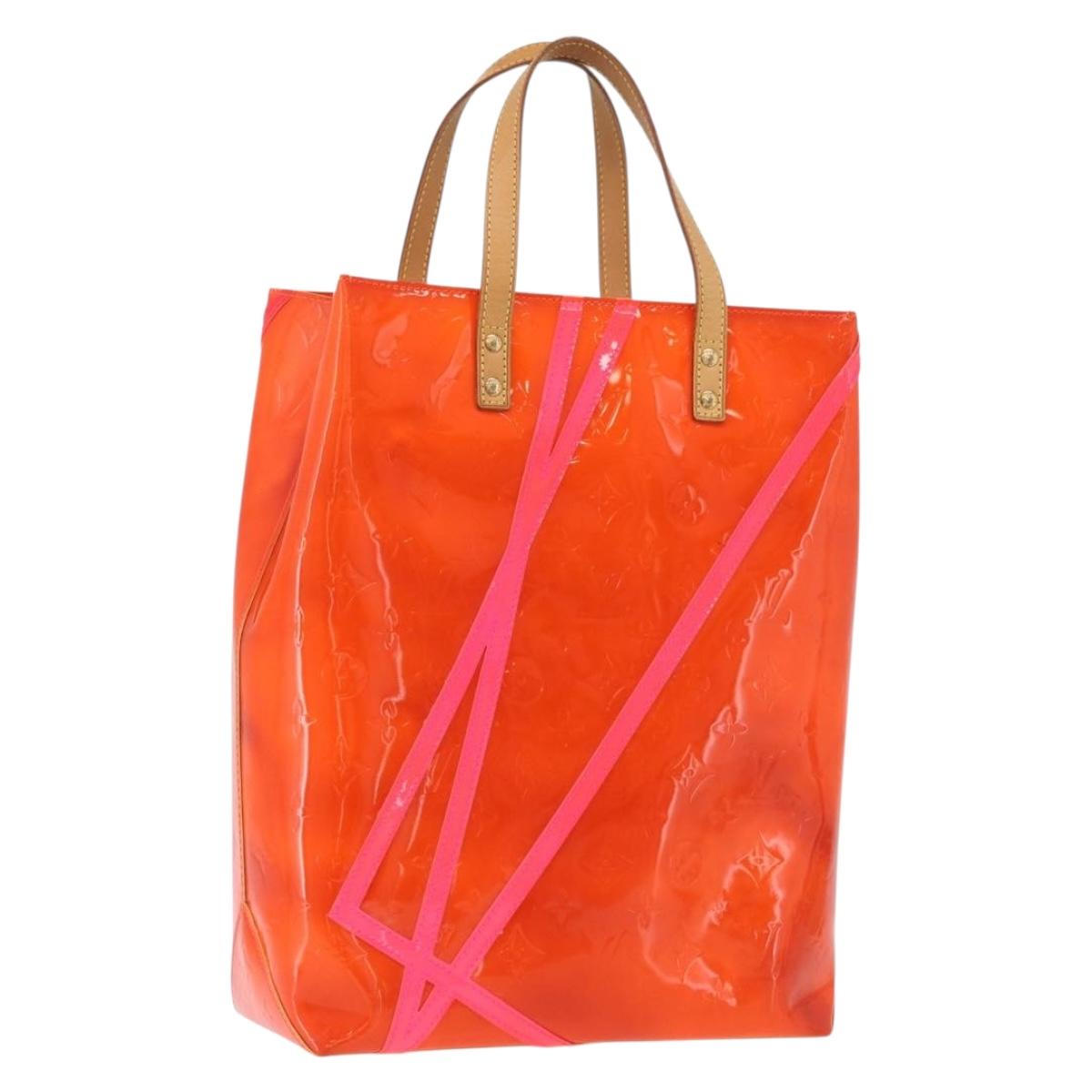 LOUIS VUITTON Monogram Vernis Fluo Reade MM Bag Orange Pink M91902 Auth 172364A
