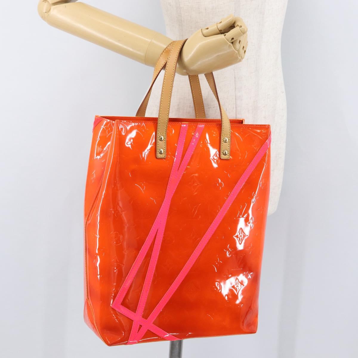 LOUIS VUITTON Monogram Vernis Fluo Reade MM Bag Orange Pink M91902 Auth 172364A