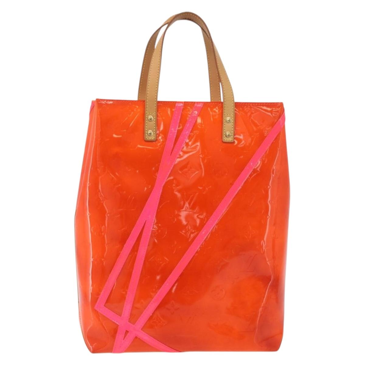 LOUIS VUITTON Monogram Vernis Fluo Reade MM Bag Orange Pink M91902 Auth 172364A