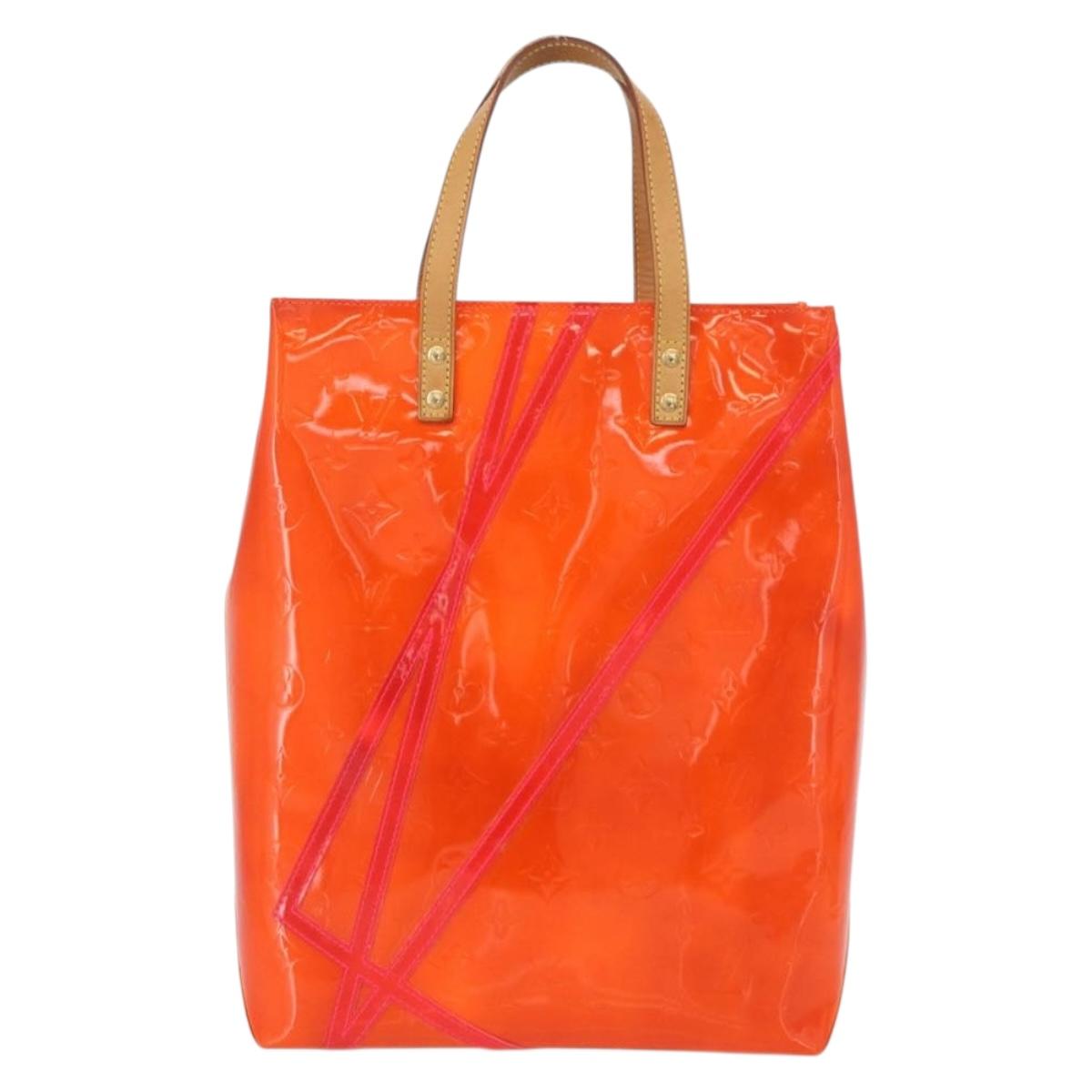 LOUIS VUITTON Monogram Vernis Fluo Reade MM Bag Orange Pink M91902 Auth 172364A