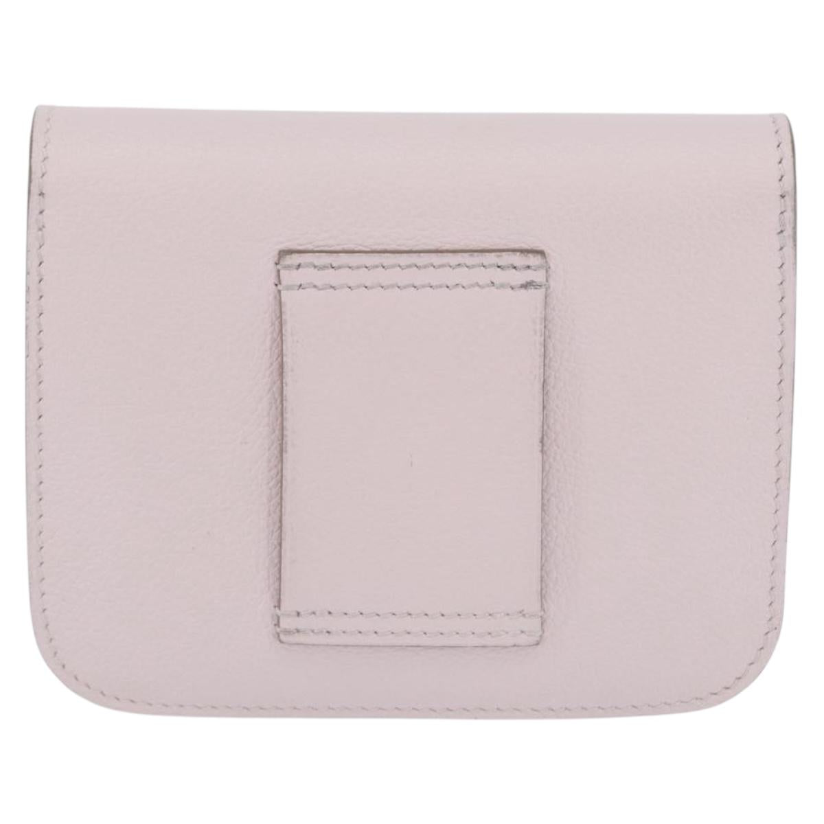 HERMES Constance Slim Wallet Leather Pink Silver Auth 172366SM