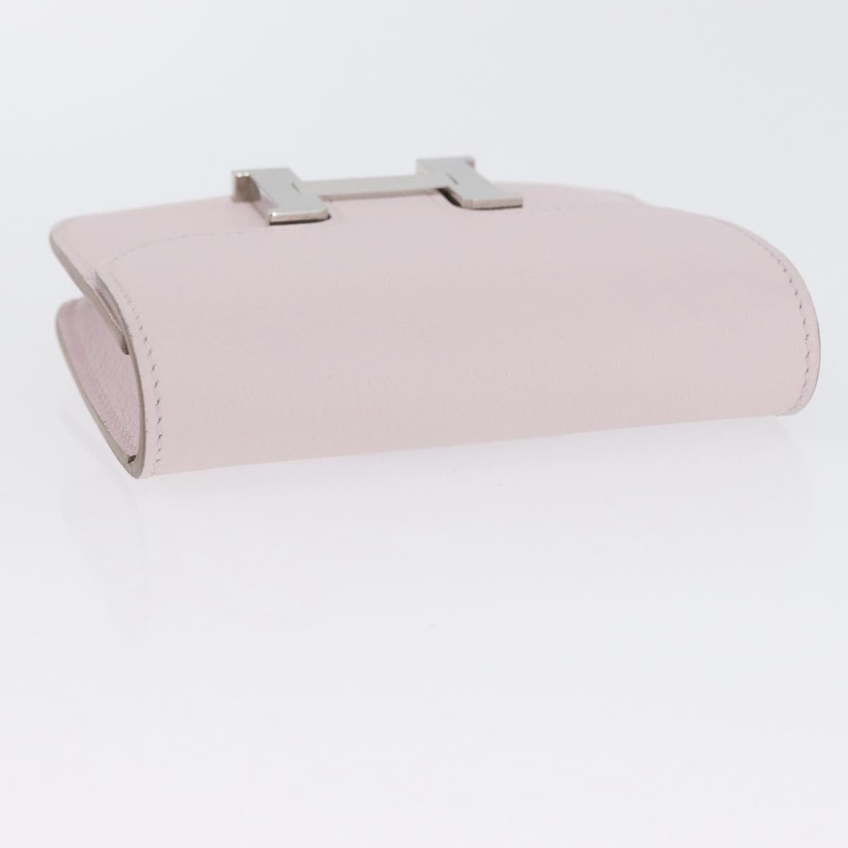 HERMES Constance Slim Wallet Leather Pink Silver Auth 172366SM
