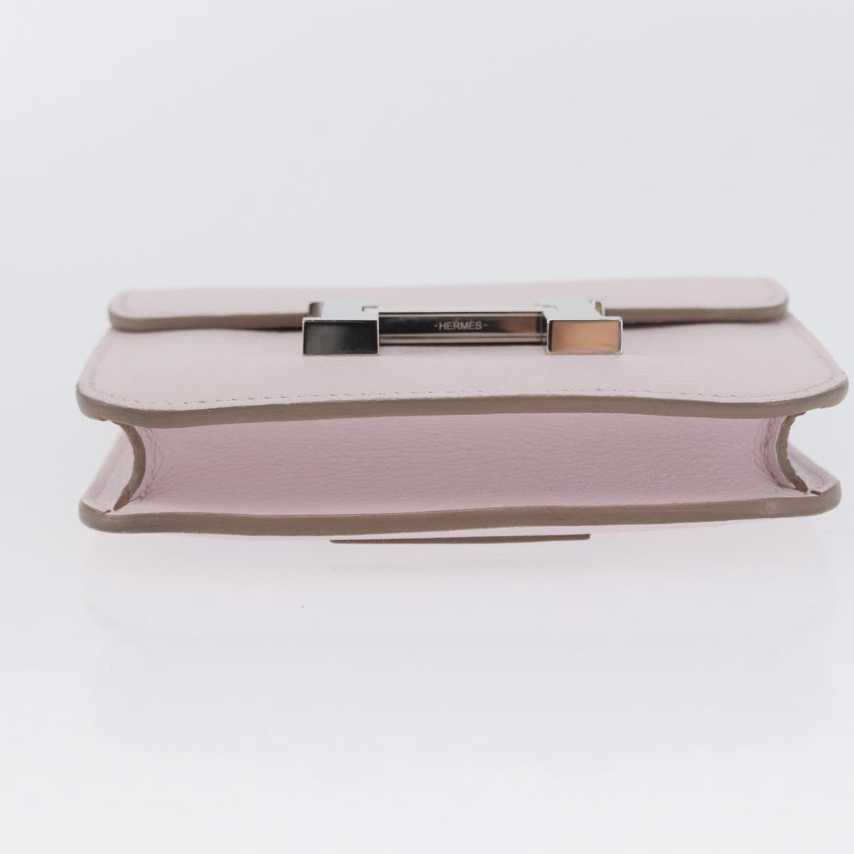 HERMES Constance Slim Wallet Leather Pink Silver Auth 172366SM