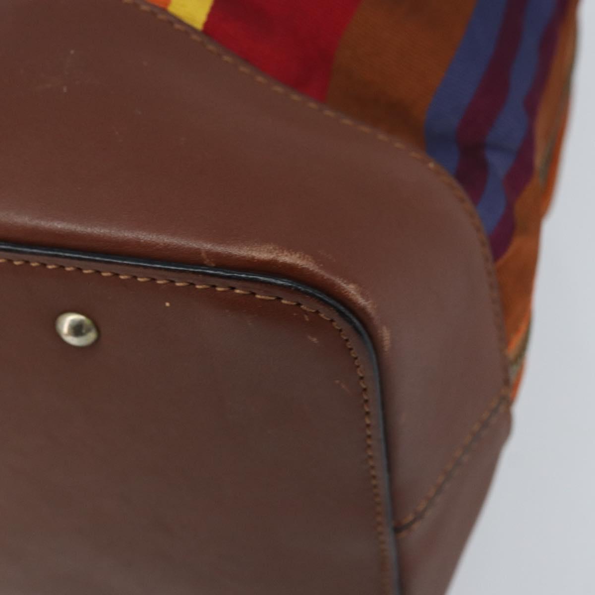 CELINE Shoulder Bag Canvas Multicolor Gold Auth 172371