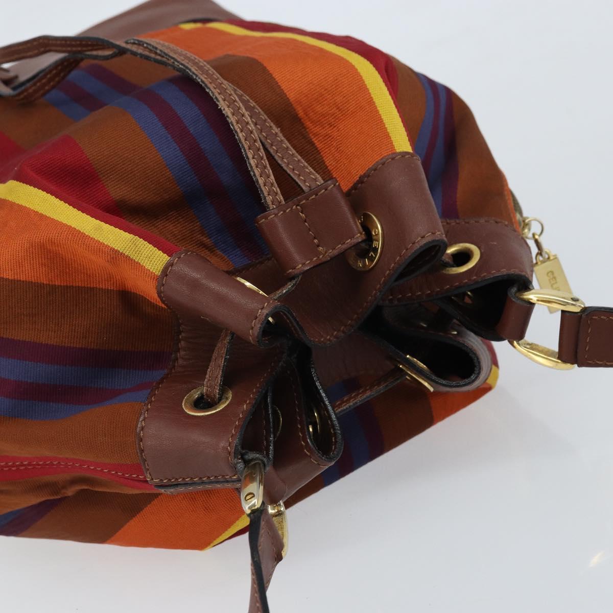 CELINE Shoulder Bag Canvas Multicolor Gold Auth 172371