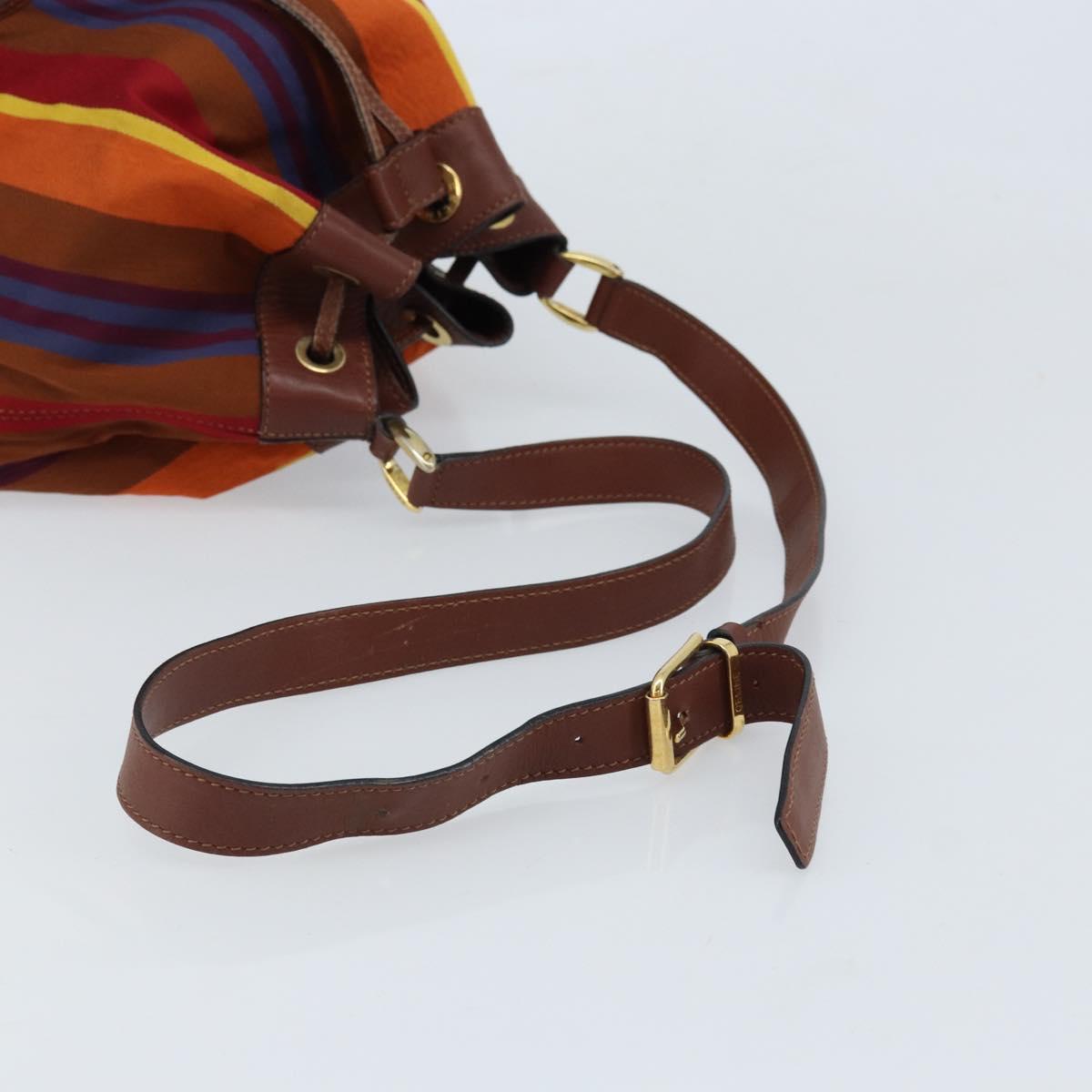 CELINE Shoulder Bag Canvas Multicolor Gold Auth 172371