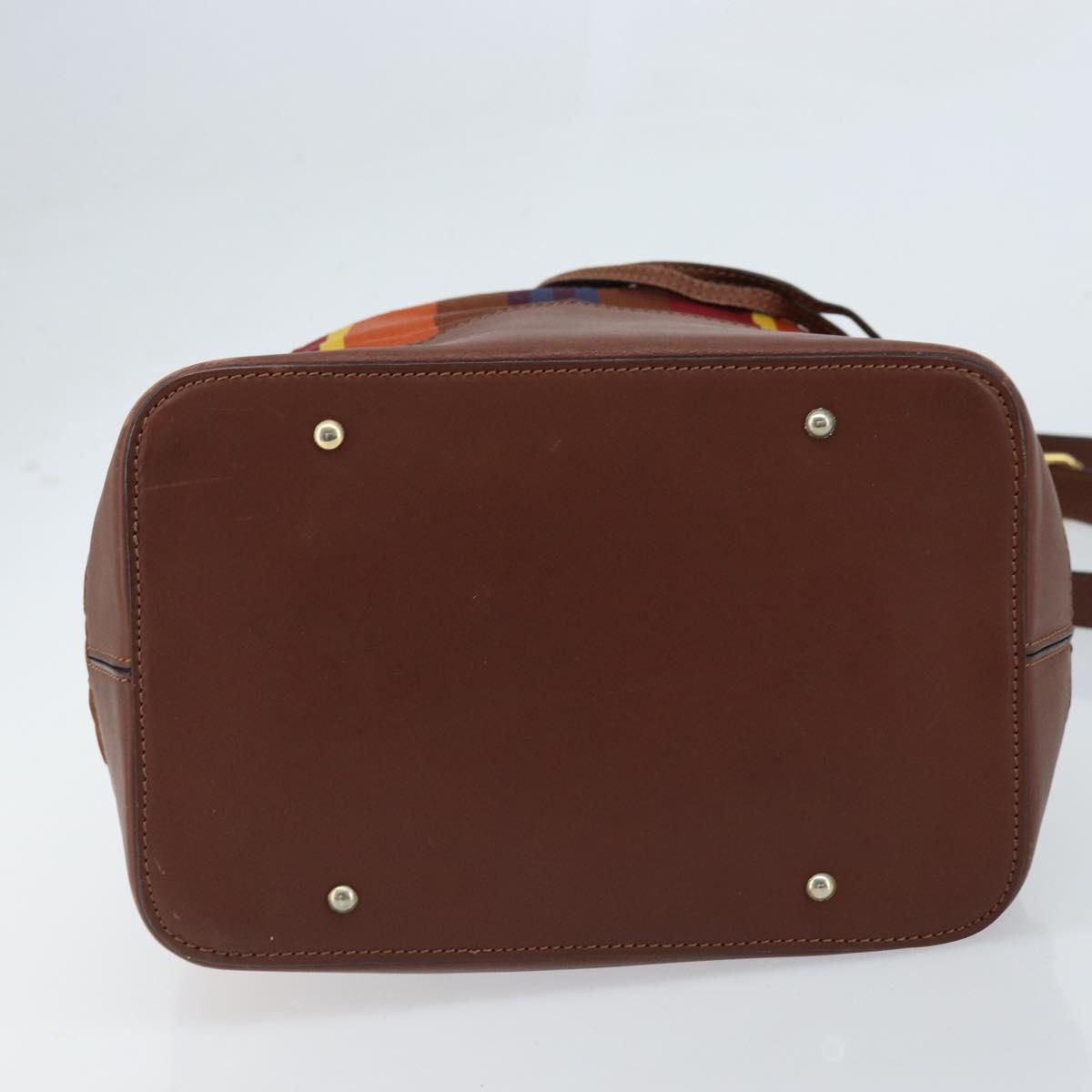CELINE Shoulder Bag Canvas Multicolor Gold Auth 172371