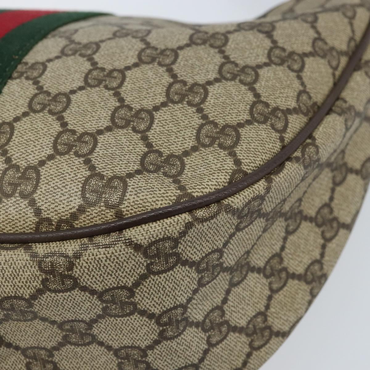 GUCCI Web Sherry Line GG Supreme Shoulder Bag PVC Beige Gold 010 378 Auth 172377