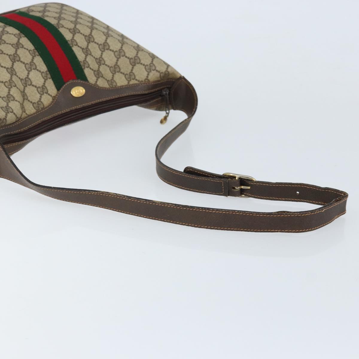 GUCCI Web Sherry Line GG Supreme Shoulder Bag PVC Beige Gold 010 378 Auth 172377
