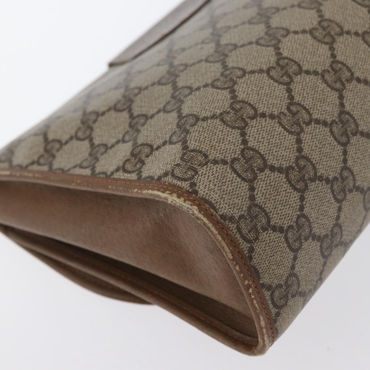 GUCCI GG Supreme Web Sherry Line Clutch Bag PVC Beige Gold 89 01 031 Auth 172384