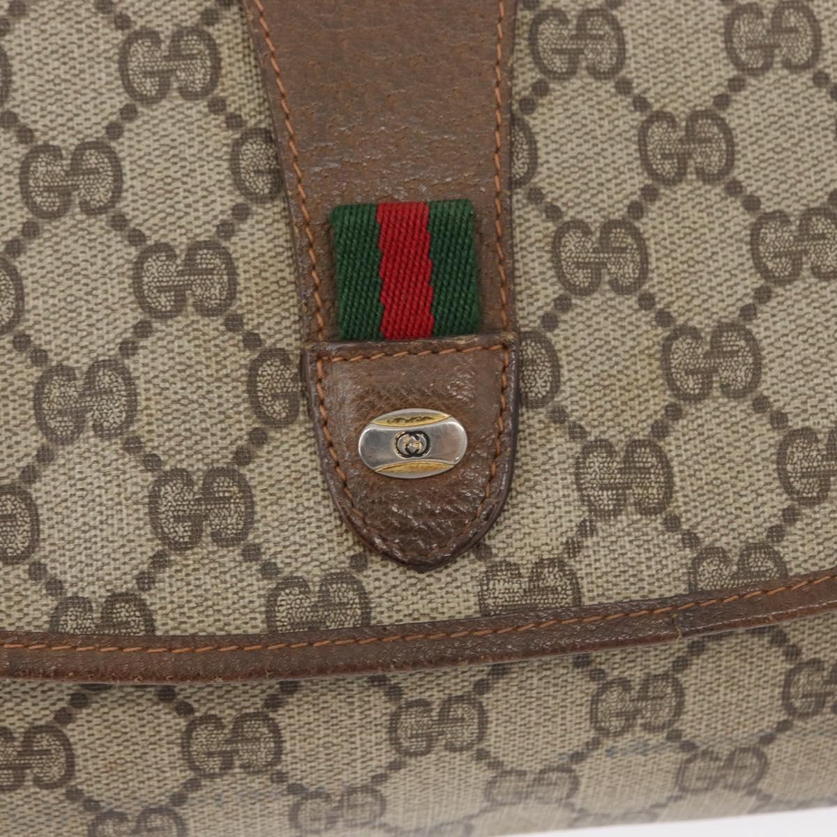 GUCCI GG Supreme Web Sherry Line Clutch Bag PVC Beige Gold 89 01 031 Auth 172384