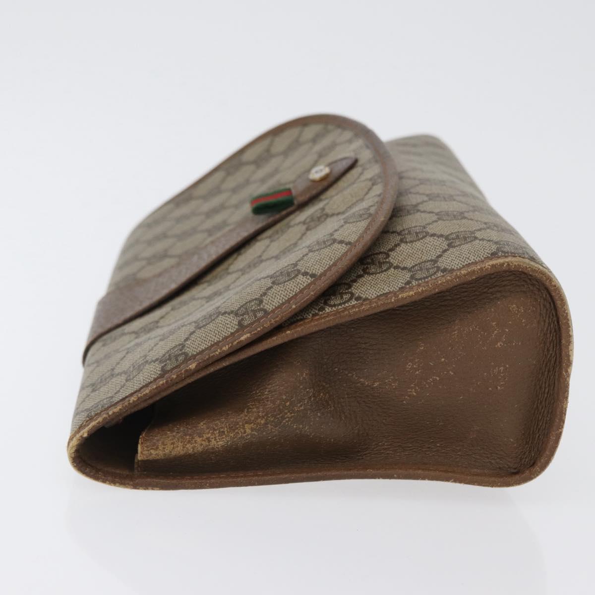 GUCCI GG Supreme Web Sherry Line Clutch Bag PVC Beige Gold 89 01 031 Auth 172384