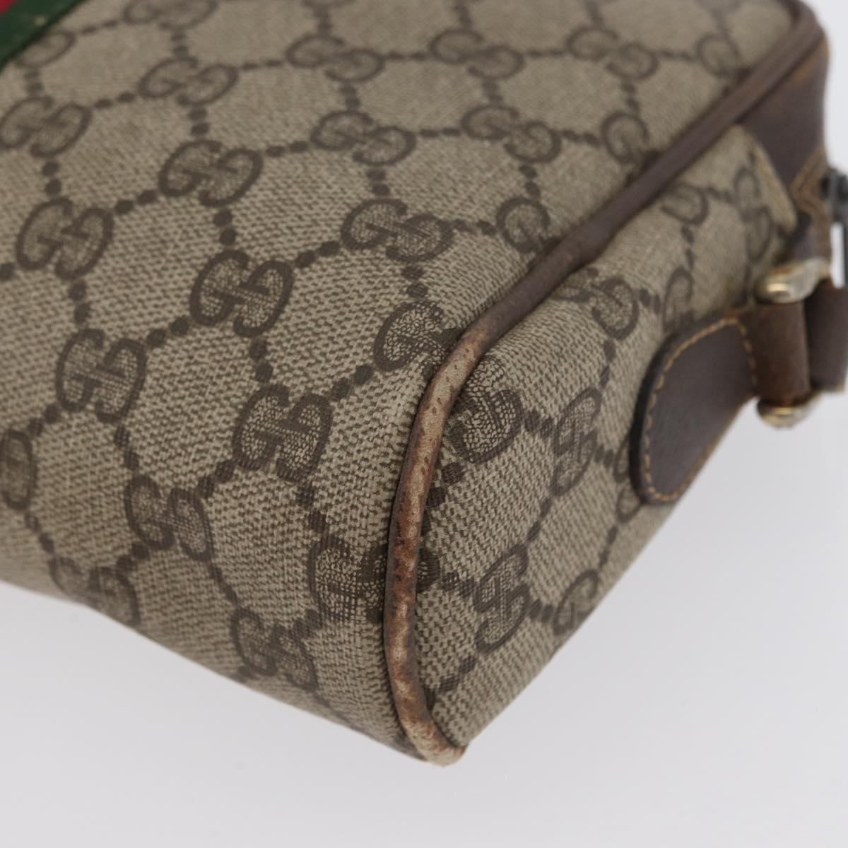 GUCCI GG Supreme Web Sherry Line Shoulder Bag PVC Beige Gold 010 378 Auth 172385