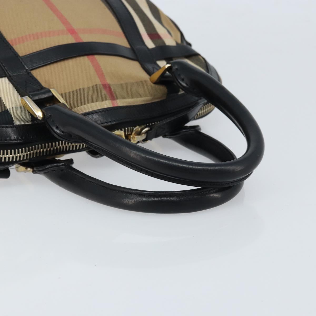 BURBERRY Nova Check Hand Bag Canvas Beige Gold Auth 172387