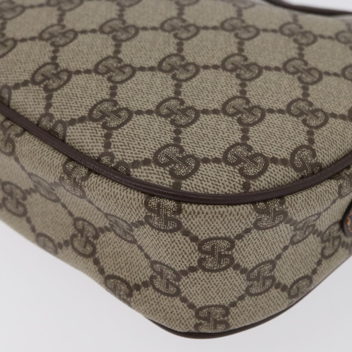 GUCCI GG Supreme Web Sherry Line Bag PVC Beige Gold 156 01 034 Auth 172389