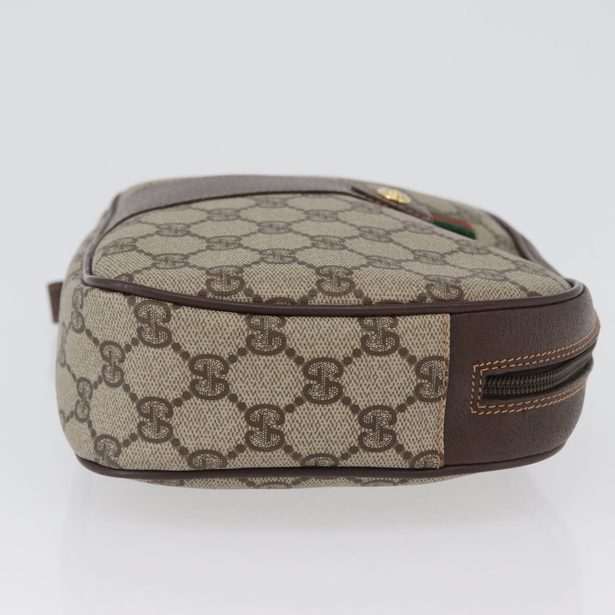GUCCI GG Supreme Web Sherry Line Bag PVC Beige Gold 156 01 034 Auth 172389