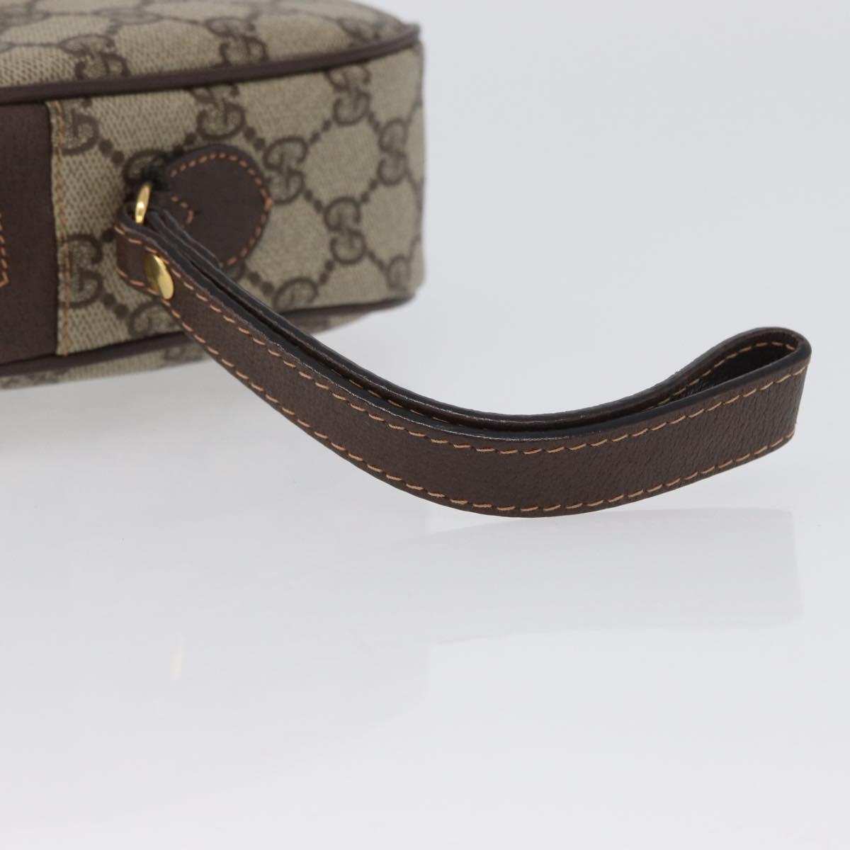 GUCCI GG Supreme Web Sherry Line Bag PVC Beige Gold 156 01 034 Auth 172389