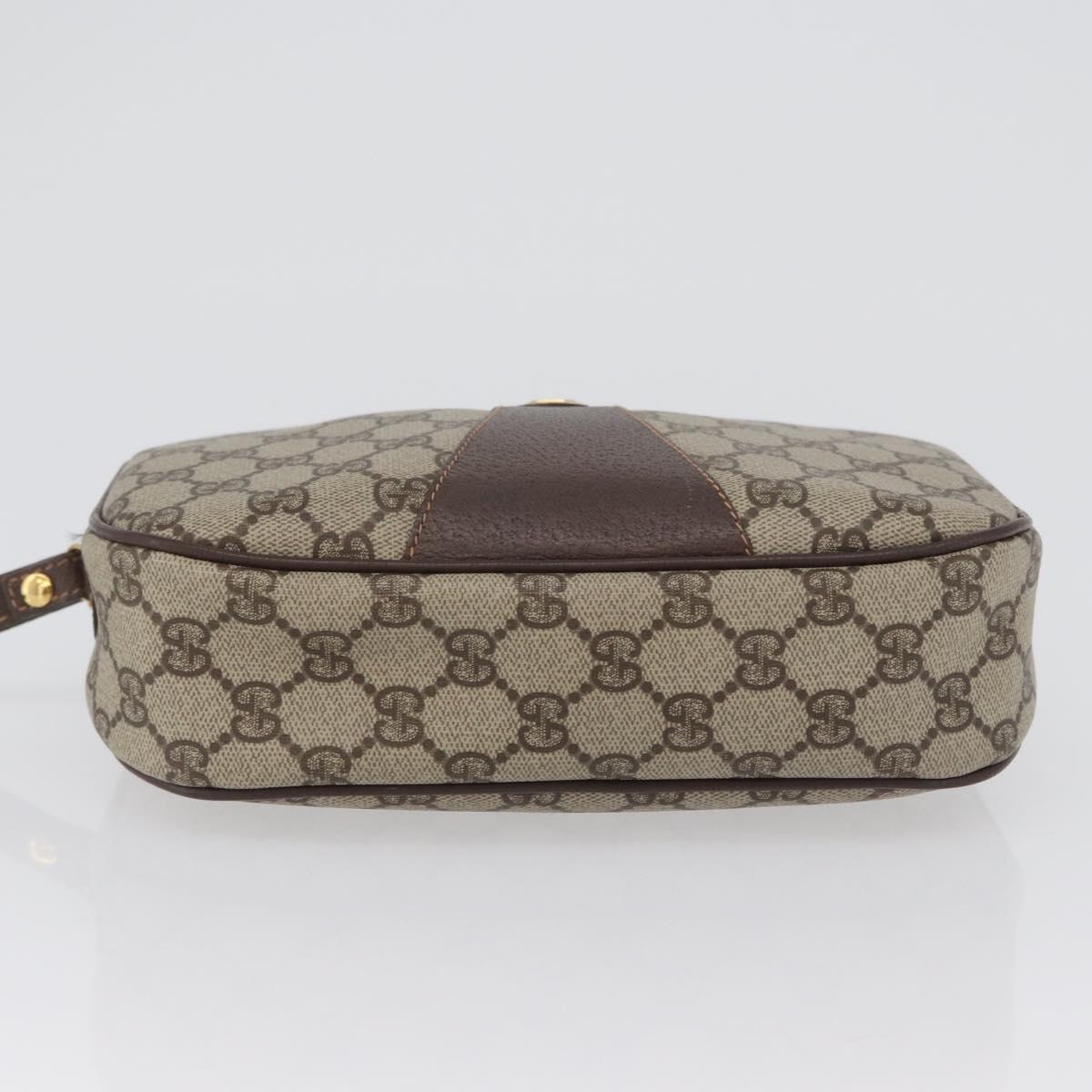 GUCCI GG Supreme Web Sherry Line Bag PVC Beige Gold 156 01 034 Auth 172389