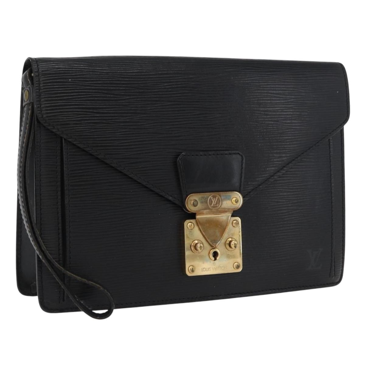 LOUIS VUITTON Epi Serie Dragonne Clutch Bag Black Noir M52612 LV Auth 172395