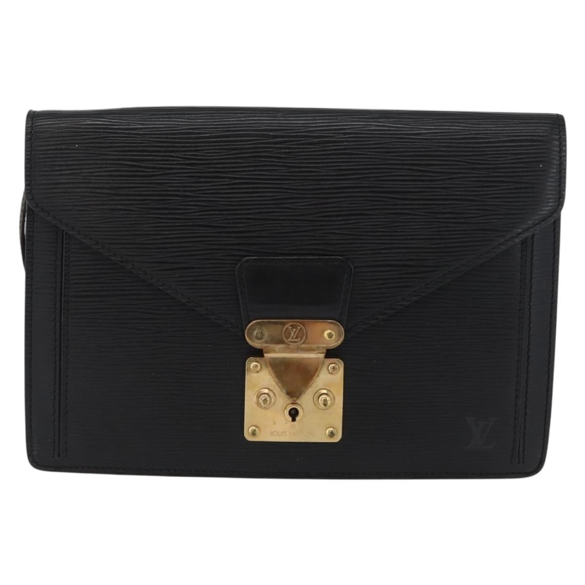 LOUIS VUITTON Epi Serie Dragonne Clutch Bag Black Noir M52612 LV Auth 172395