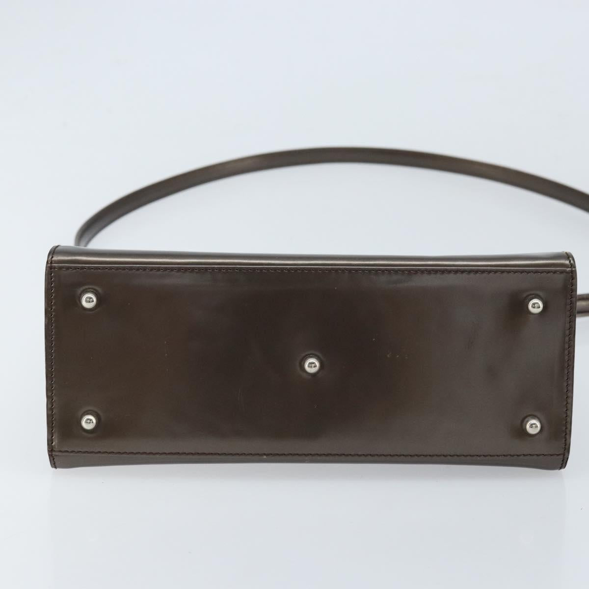 GUCCI Hand Bag Patent leather 2way Bronze Gold Auth 172396