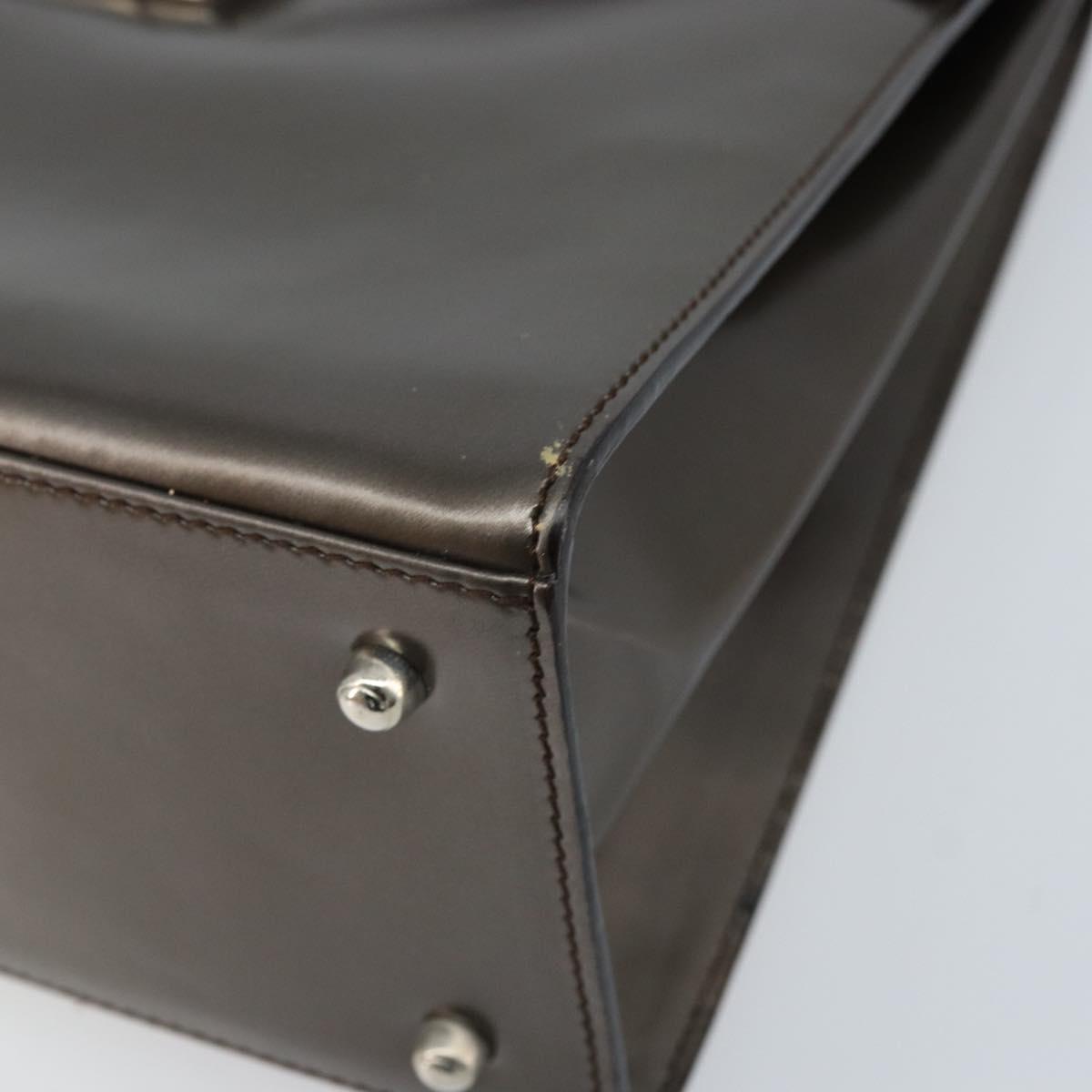 GUCCI Hand Bag Patent leather 2way Bronze Gold Auth 172396