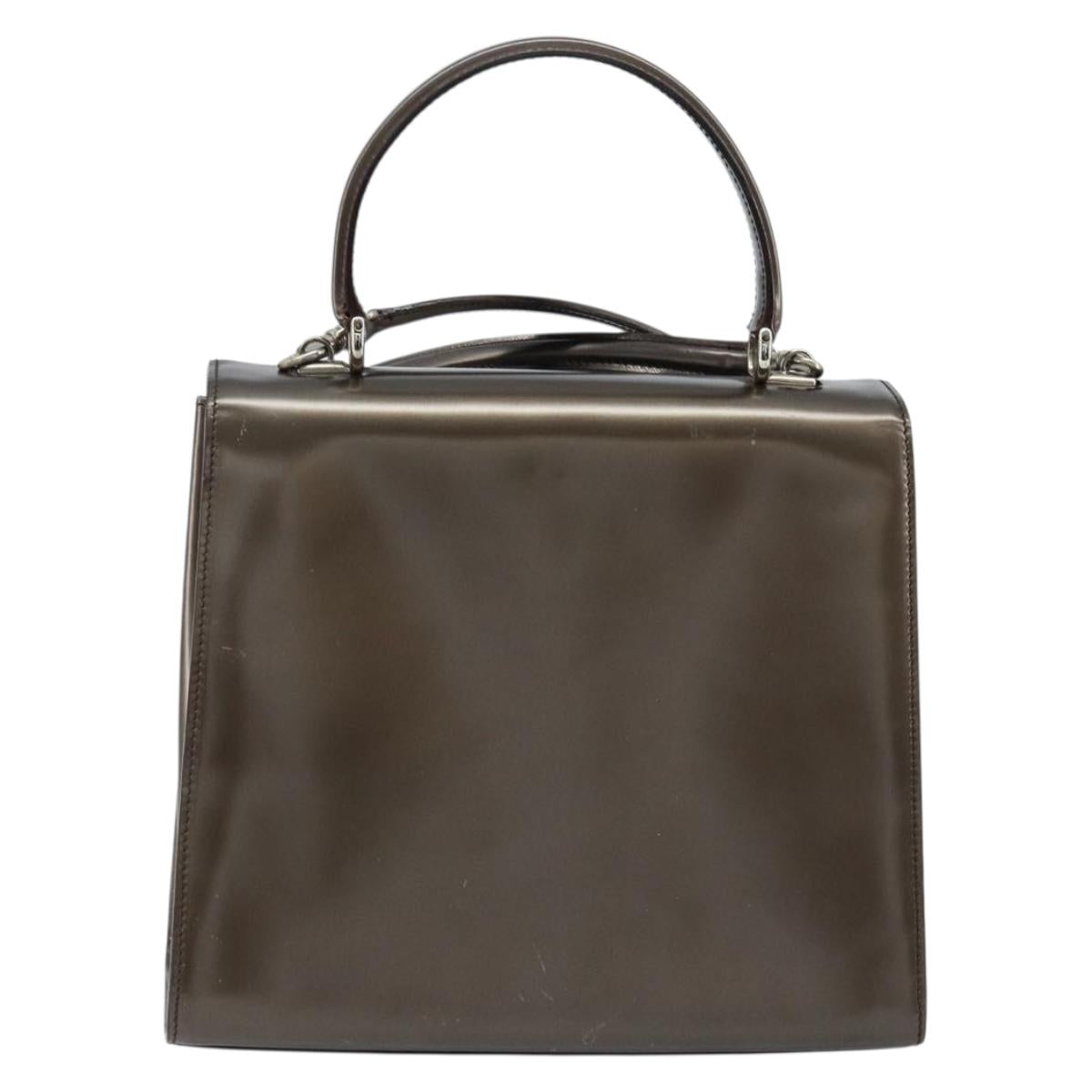 GUCCI Hand Bag Patent leather 2way Bronze Gold Auth 172396