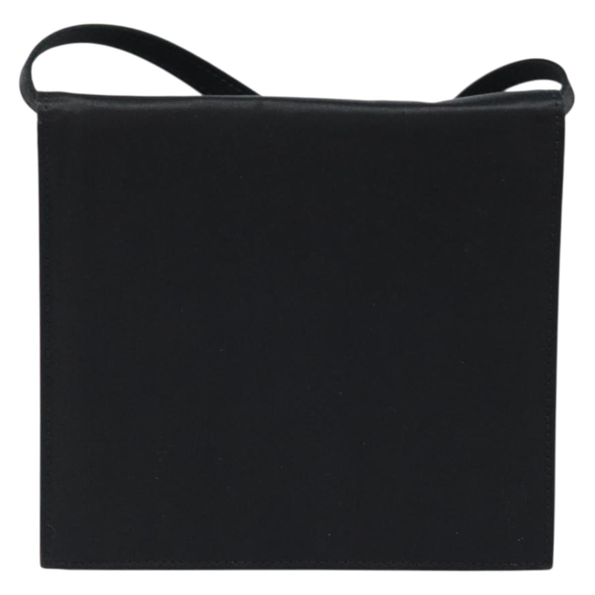 CELINE Circle Shoulder Bag Satin Black Gold Auth 172397V