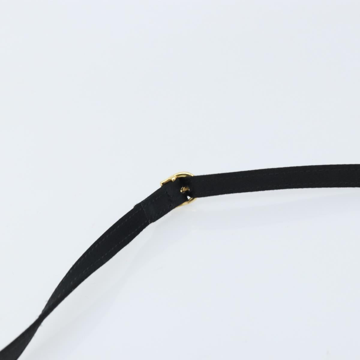 CELINE Circle Shoulder Bag Satin Black Gold Auth 172397V