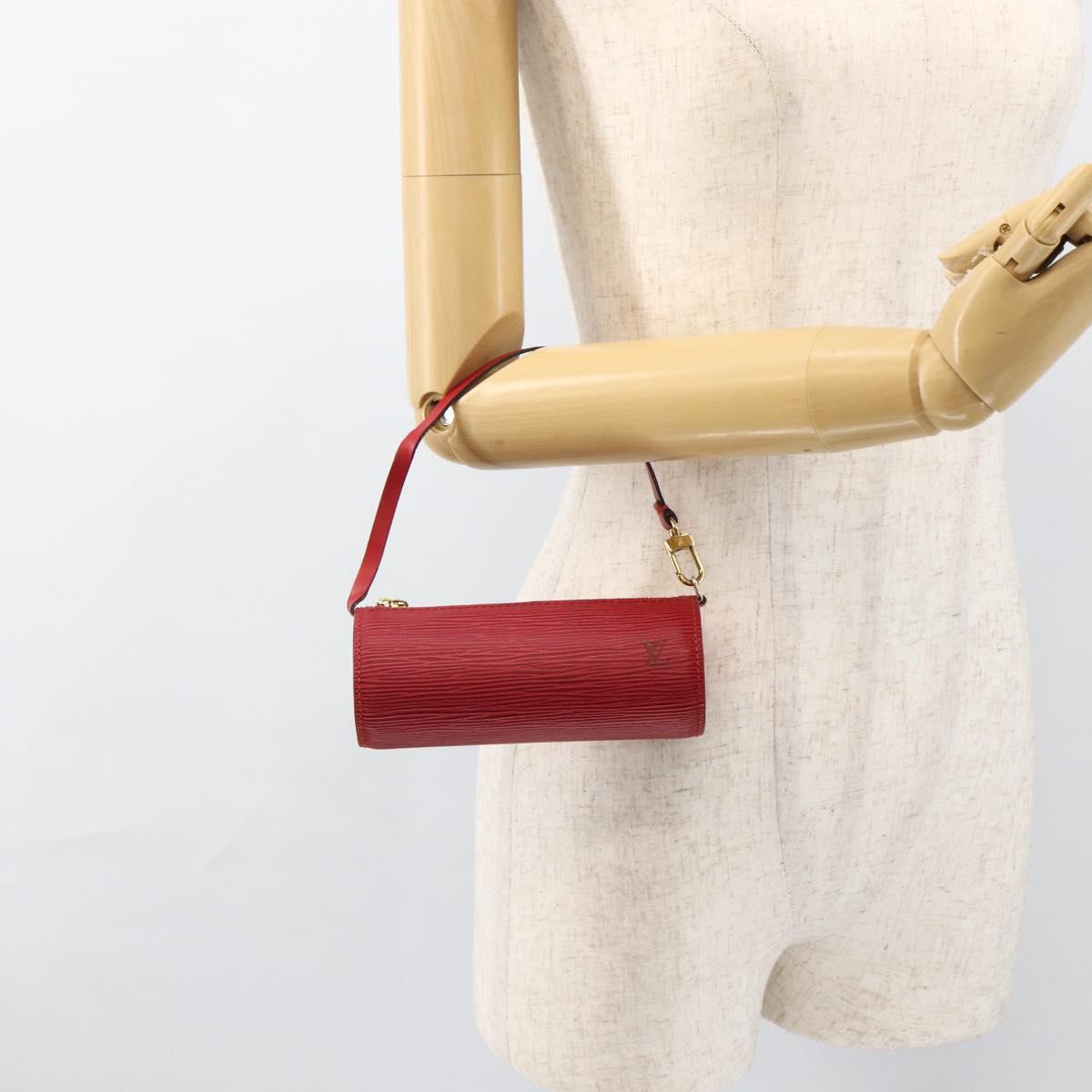 LOUIS VUITTON Epi Soufflot Pouch Accessory Pouch Red LV Auth 172405
