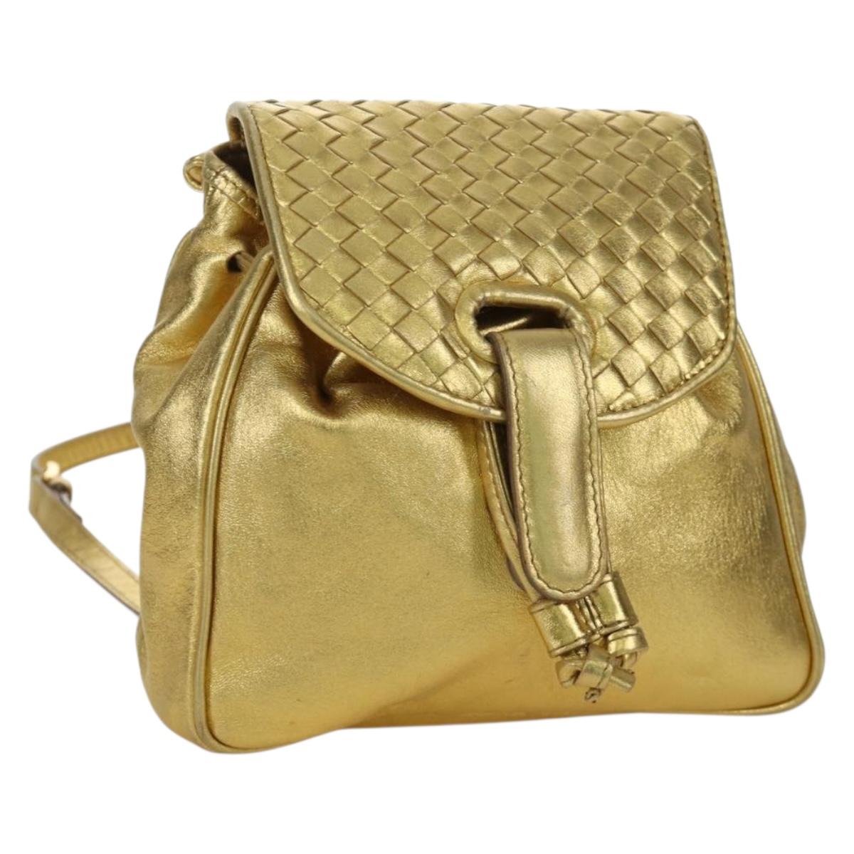 BOTTEGA VENETA Backpack Leather Gold Auth 172406V