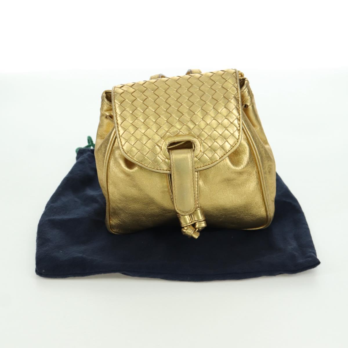BOTTEGA VENETA Backpack Leather Gold Auth 172406V