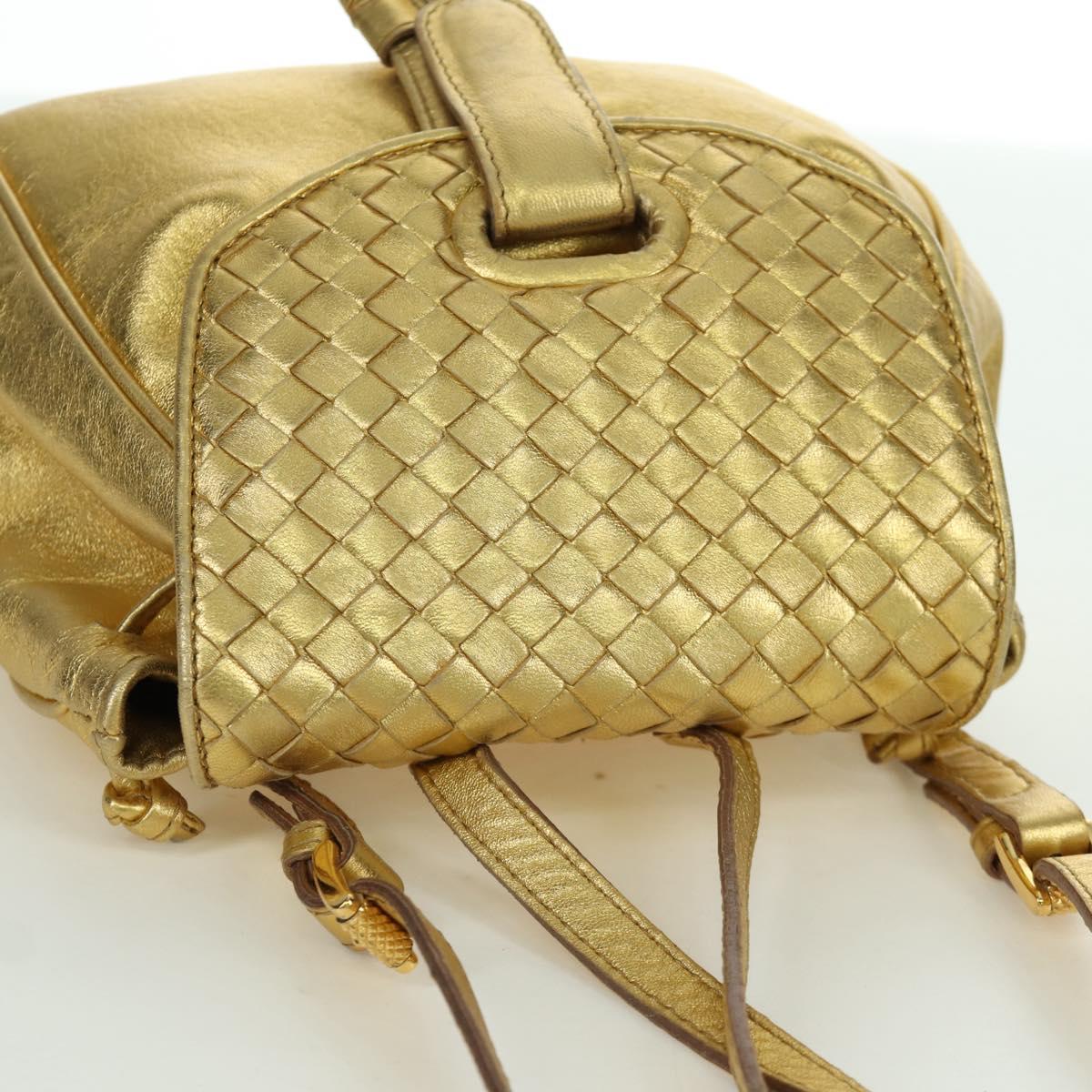 BOTTEGA VENETA Backpack Leather Gold Auth 172406V
