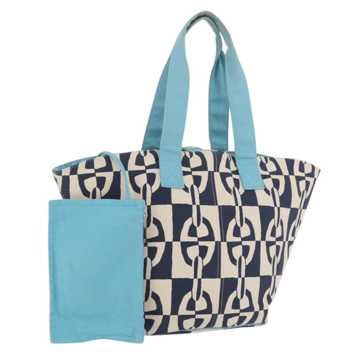 HERMES Panier Plage PM Tote Bag Canvas Navy Auth 172409